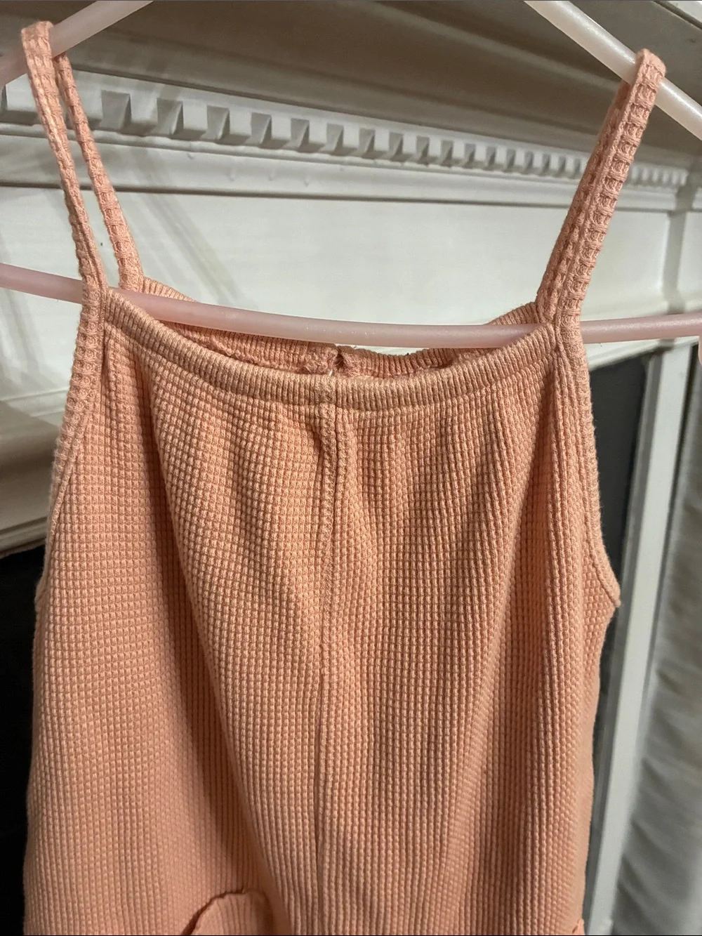 Zara Peach Knit Kids Romper with Front Pockets